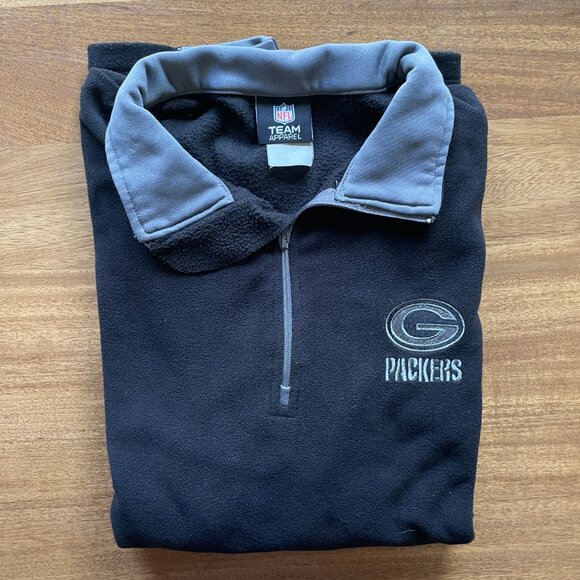 NFL Team Apparel Green Bay Packers Men’s Sz Med 1/4 Zip Black Gray L/S Pullover - Picture 10 of 10